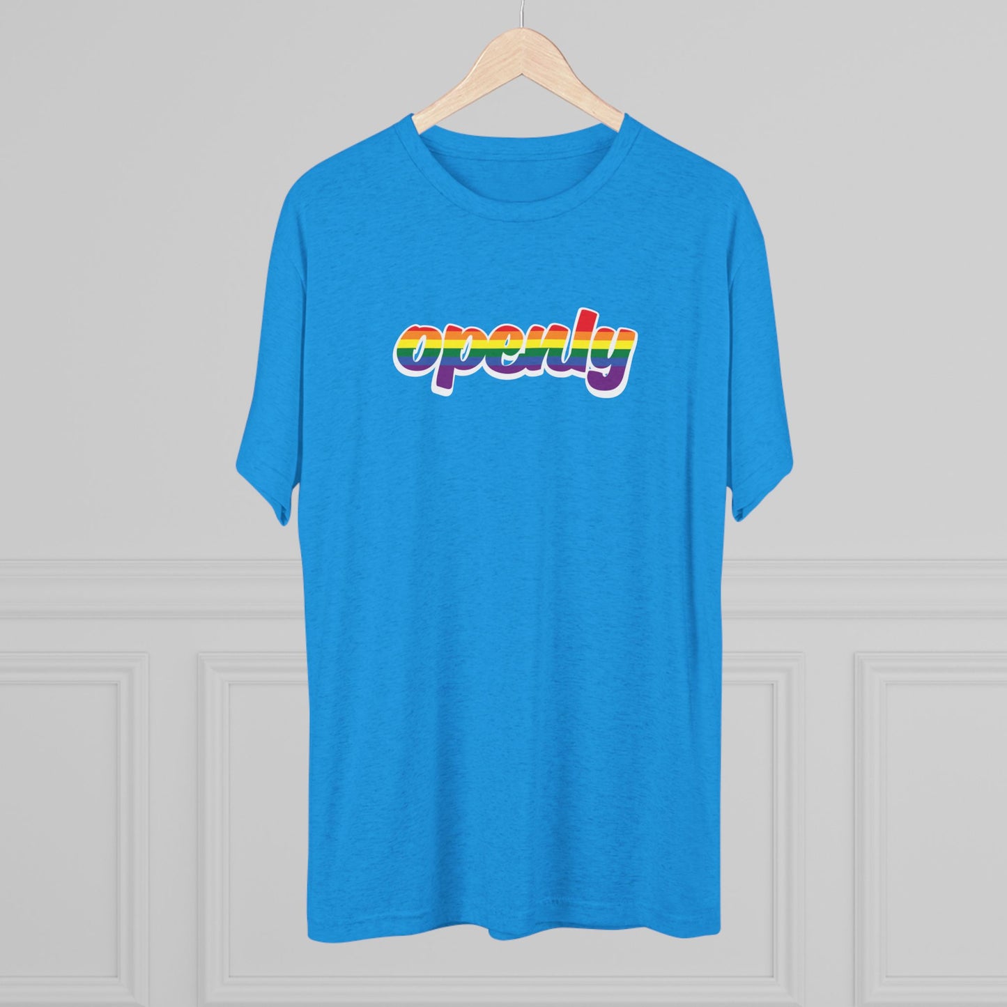 Pride Flag "Openly" Script Unisex Tri-Blend Crew Tee