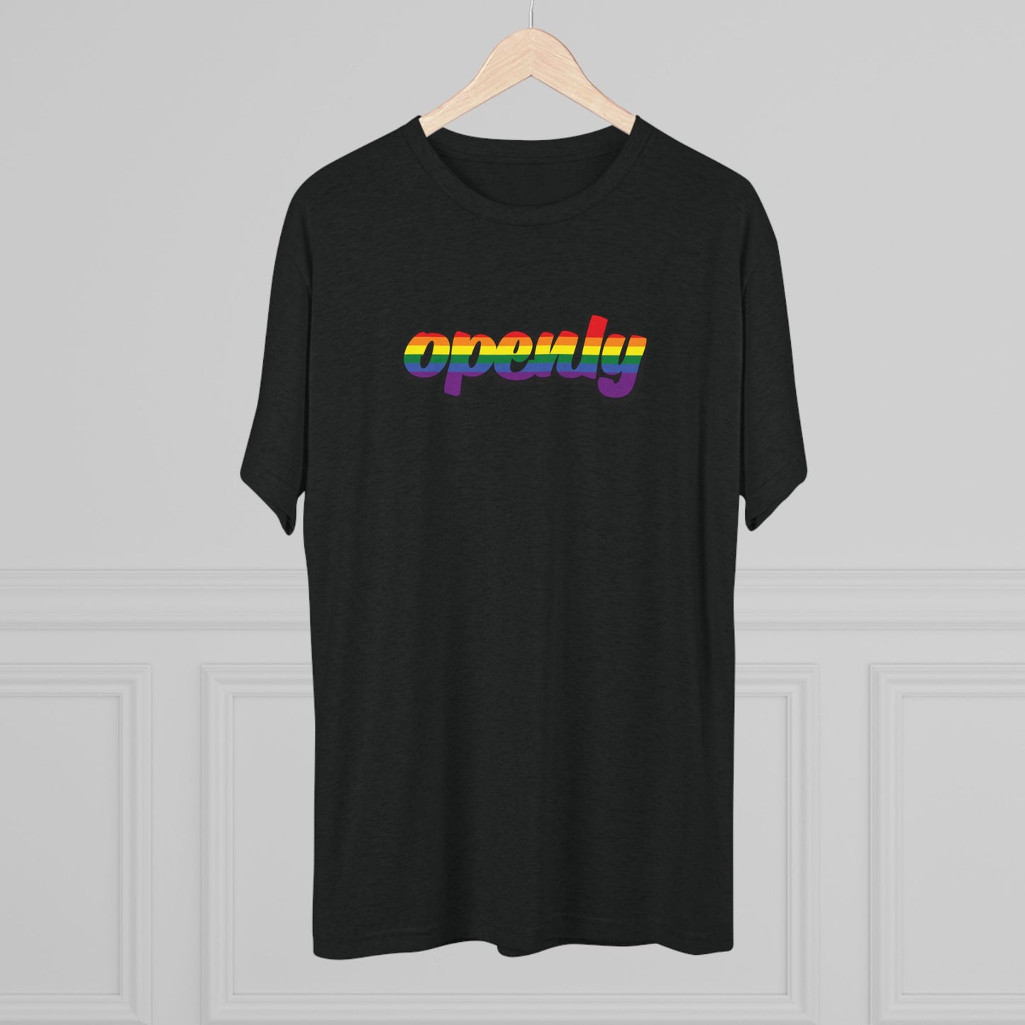 Pride Flag "Openly" Script Unisex Tri-Blend Crew Tee