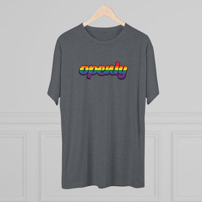 Pride Flag "Openly" Script Unisex Tri-Blend Crew Tee