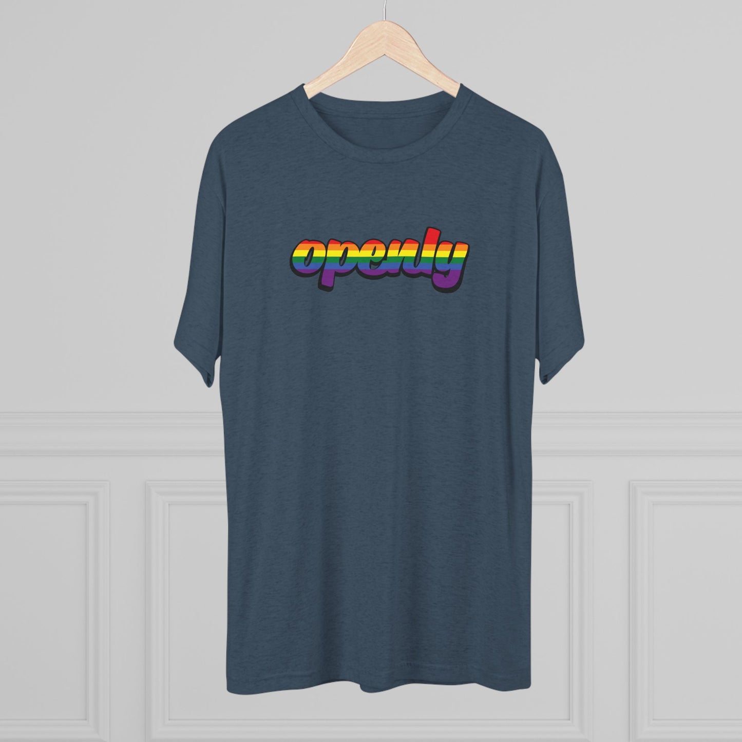 Pride Flag "Openly" Script Unisex Tri-Blend Crew Tee