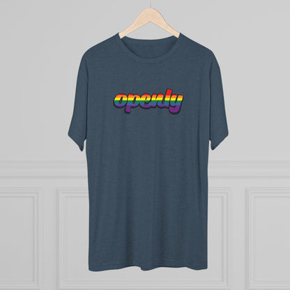 Pride Flag "Openly" Script Unisex Tri-Blend Crew Tee