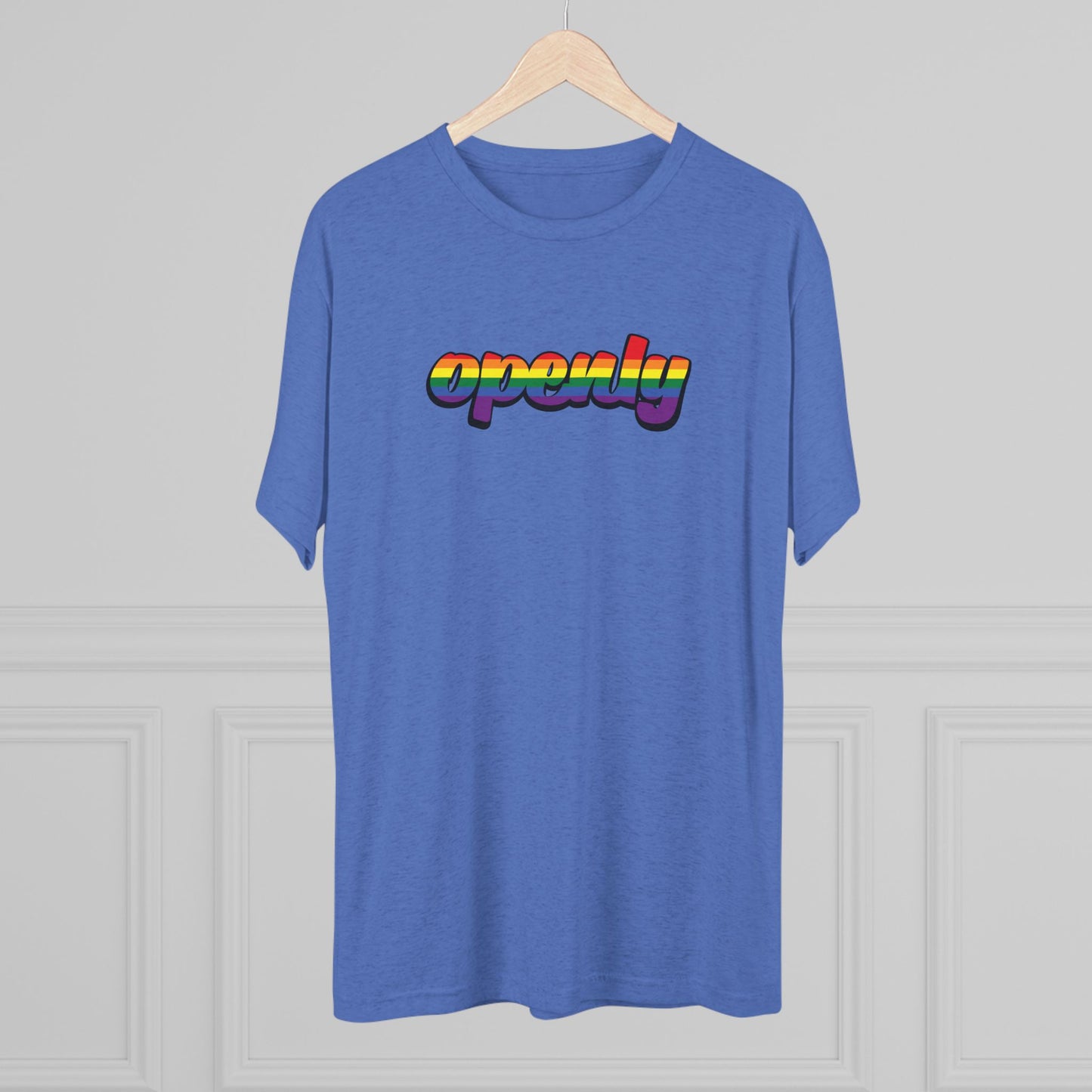 Pride Flag "Openly" Script Unisex Tri-Blend Crew Tee