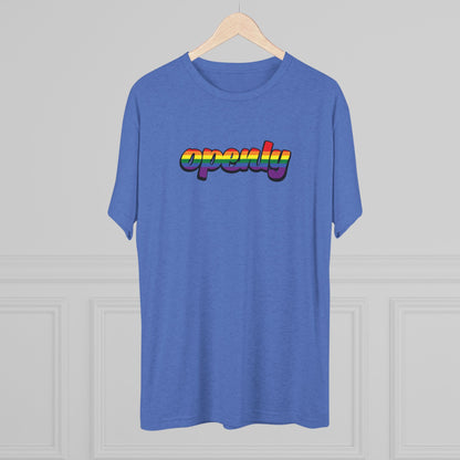 Pride Flag "Openly" Script Unisex Tri-Blend Crew Tee