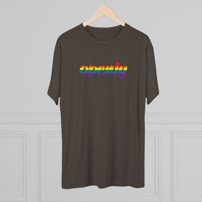 Pride Flag "Openly" Script Unisex Tri-Blend Crew Tee