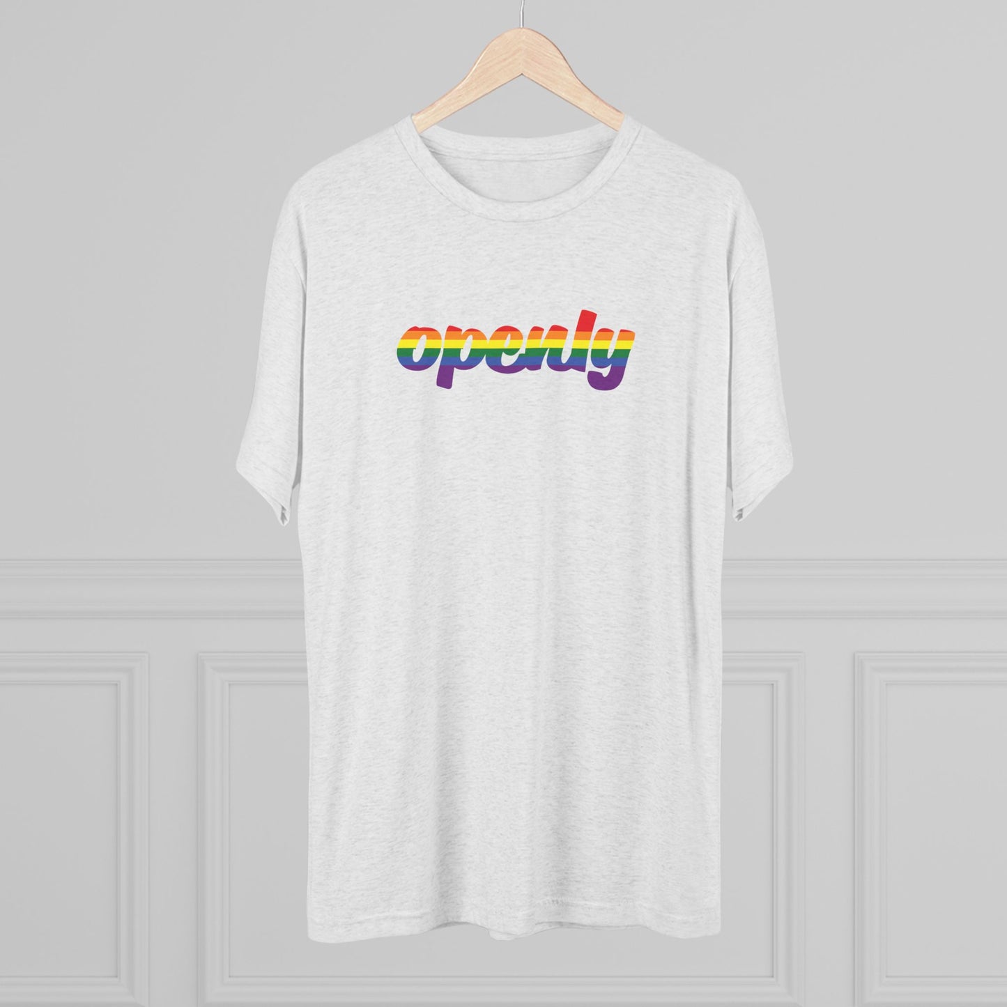 Pride Flag "Openly" Script Unisex Tri-Blend Crew Tee