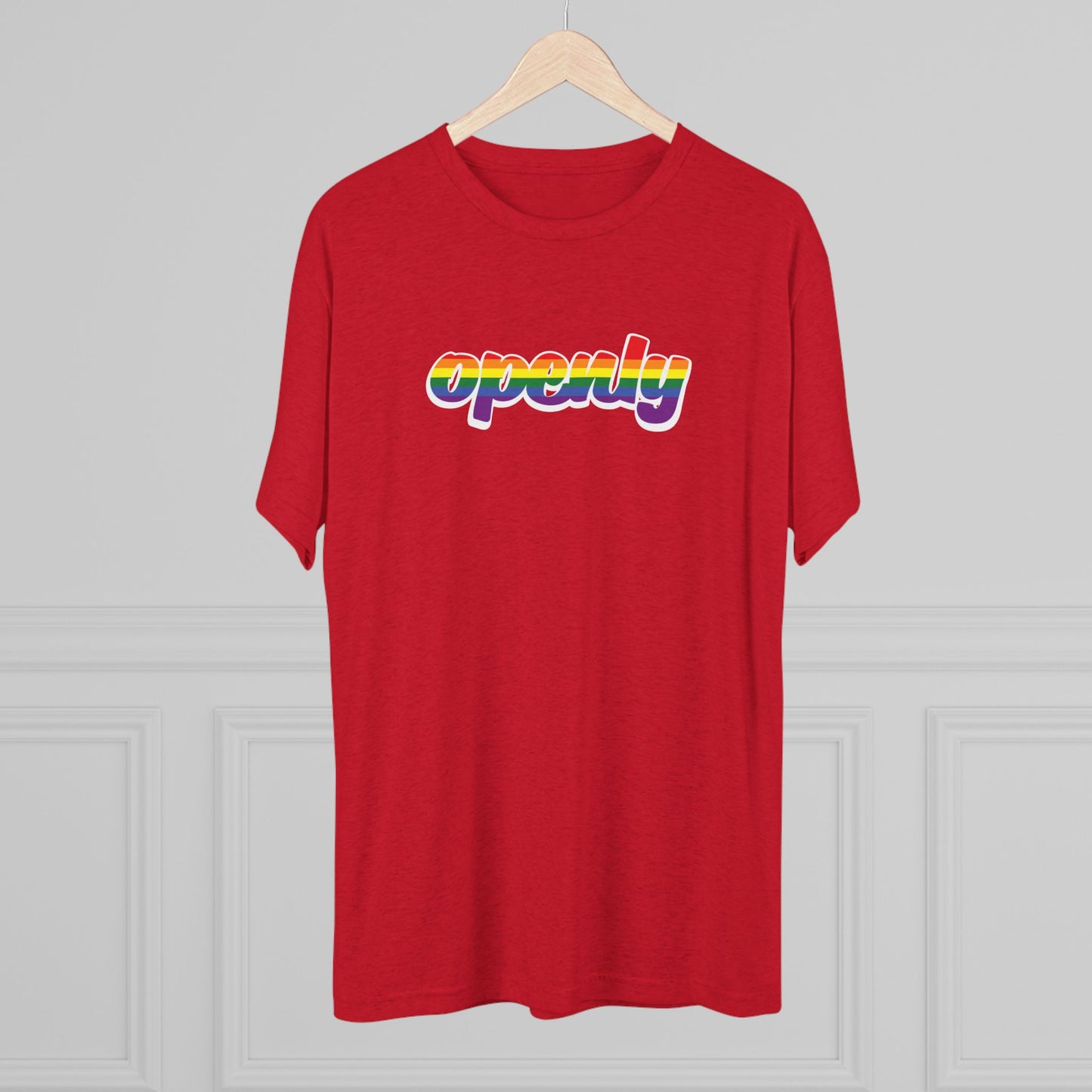 Pride Flag "Openly" Script Unisex Tri-Blend Crew Tee