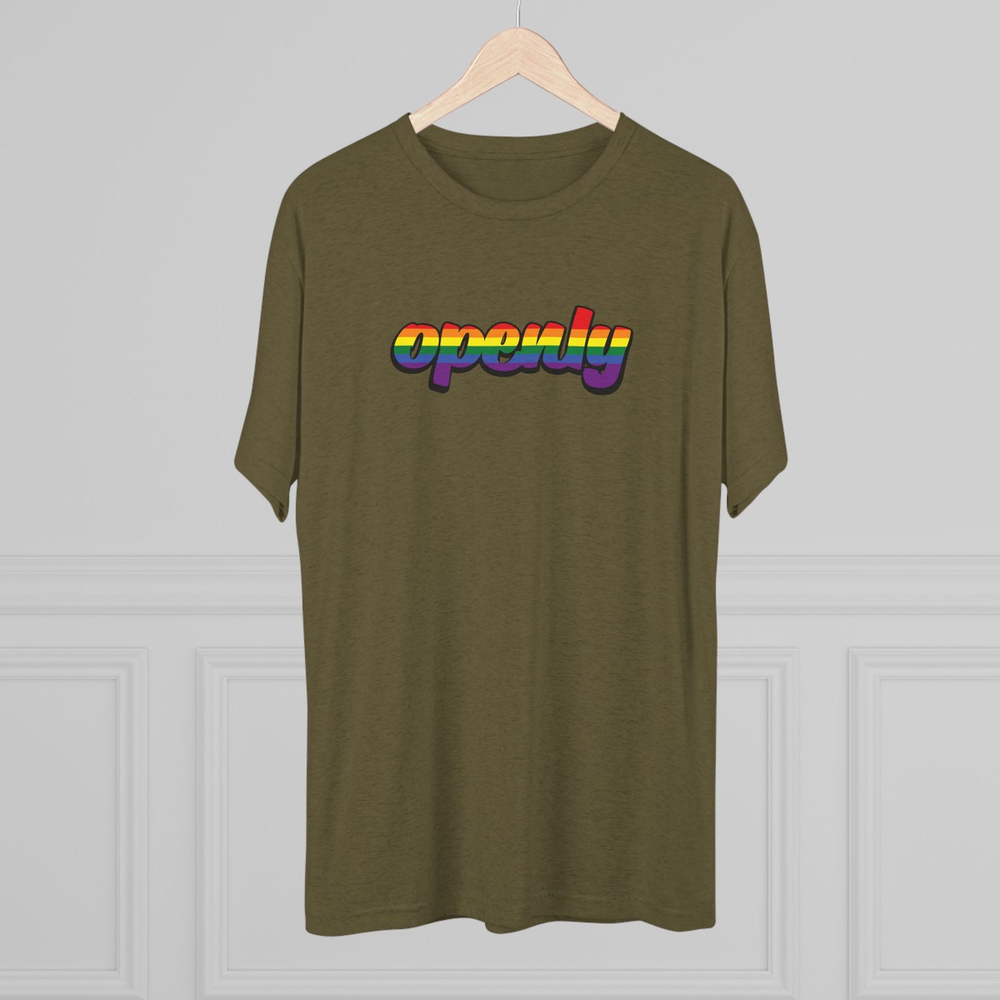 Pride Flag "Openly" Script Unisex Tri-Blend Crew Tee