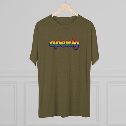 Pride Flag "Openly" Script Unisex Tri-Blend Crew Tee